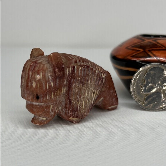 Handcrafted Stone Buffalo Figurine - Picture 2 of 5